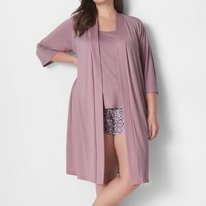 Cacique Lane Bryant Purple Mauve Shadows Open Front DreamyCool Midi Robe 22/24